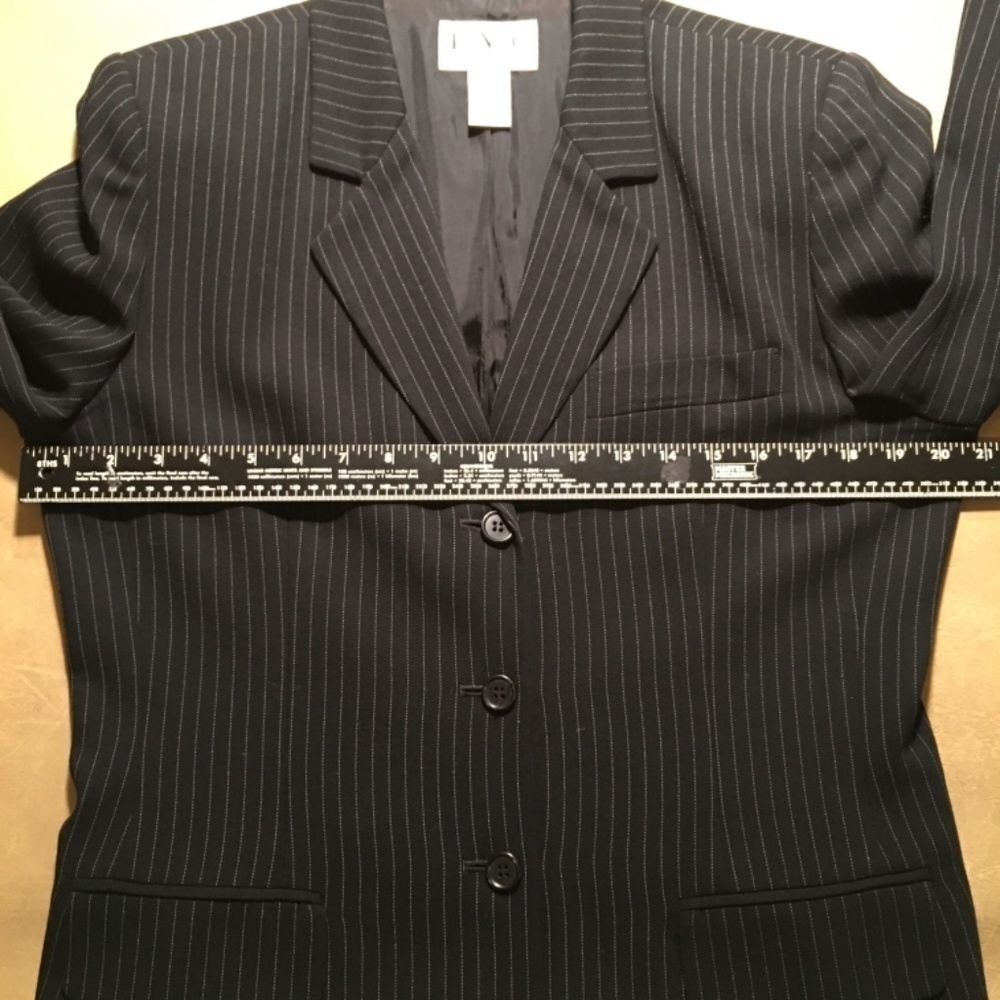 INC INTERNATIONAL CONCEPTS Long Fitted Blazer Jacket, BLACK PINSTRIPE, Size 12 - Picture 4 of 8